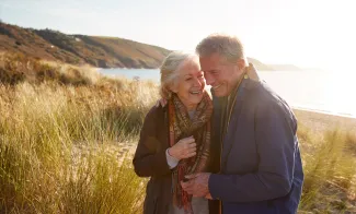 retired couple out for walk